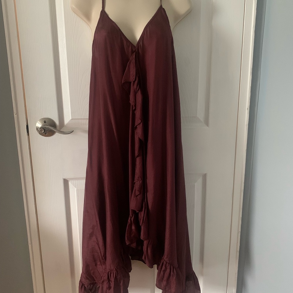 Mes Demoiselles Red Ruffled Asymmetrical Sundress